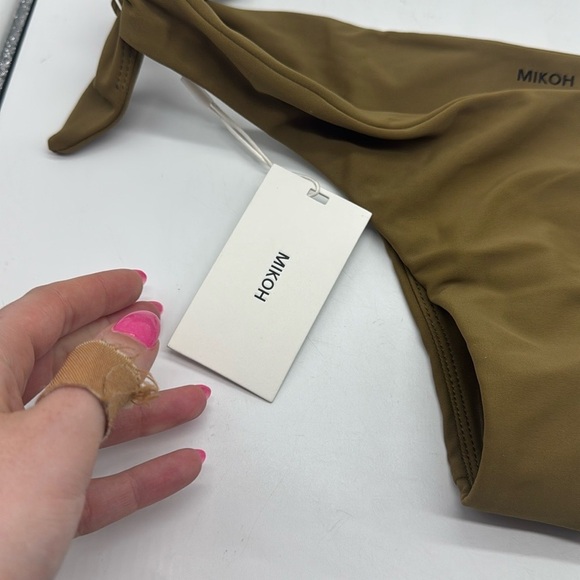 NWT Mikoh Olive Green Tie Bikini Bottoms Size Small - Picture 2 of 10